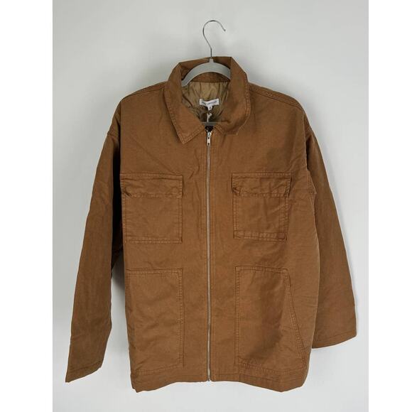 Good American Chore Dropped Shoulder Utility Jacket Rust Size 2 Medium Brown New - Picture 3 of 10